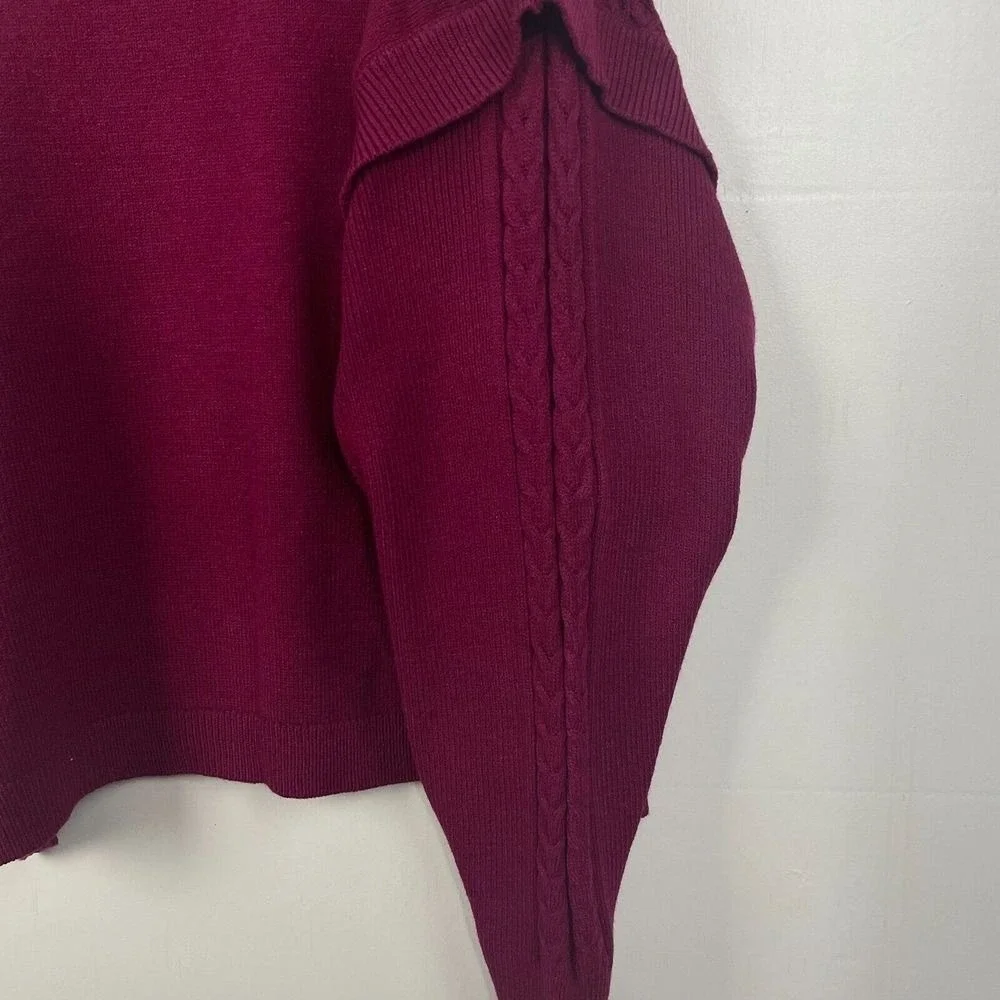 Marc New York Andrew Marc Women's Red Plum Turtleneck Cable Knit Sweater Size L‎